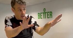 Adrian demonstrating the semi-passive de-escalation stance taught in Kinetic Zen Krav Maga classes